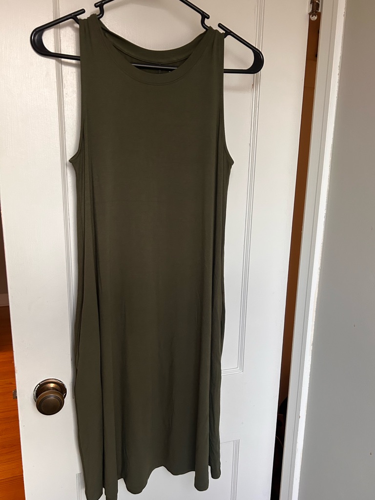 Time And Tru Olive Green Sleeveless Midi Shift Dress